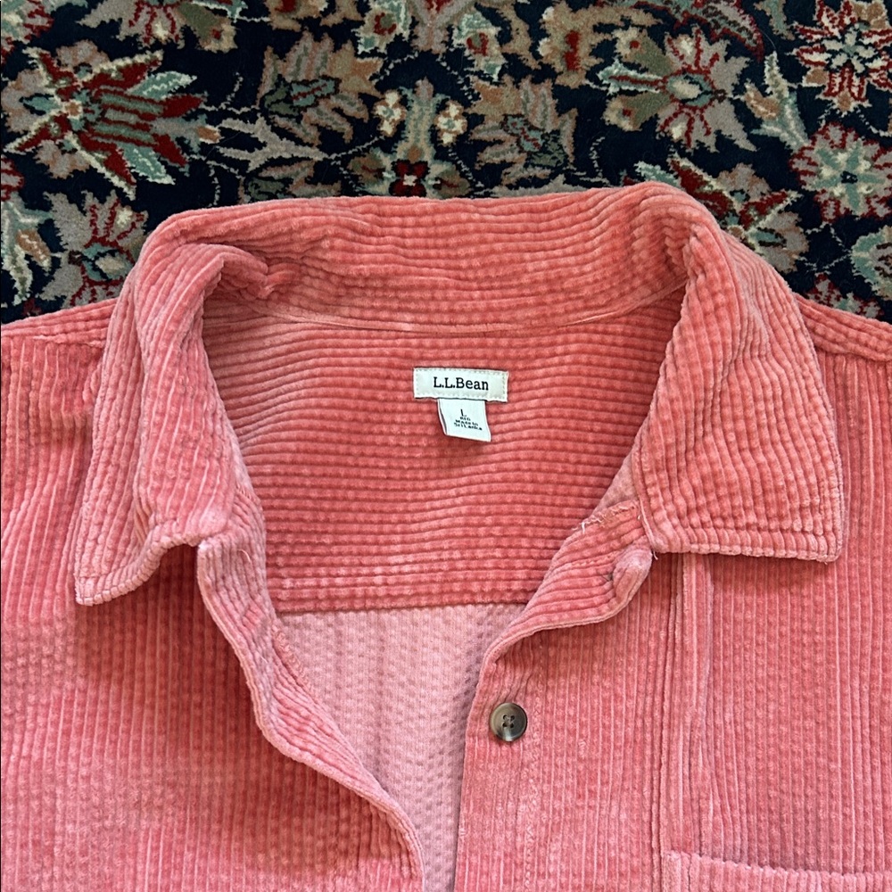 L.L. Bean Peachy Rose Corduroy Shirt - Picture 3 of 9